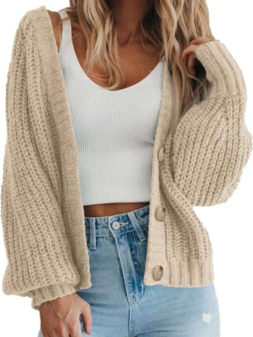 Women's Chunky Knit Open Front Cardigan Sweaters Fall Outfits